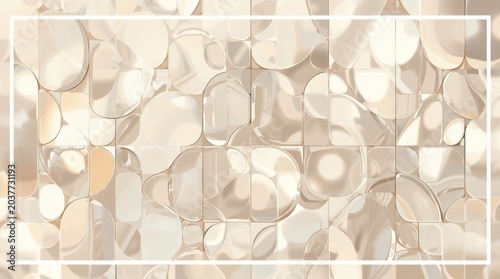 Abstract mosaic of soft blurred tiles arranged harmoniously, forming a gentle textured surface ideal for modern greeting card concepts. Generative AI