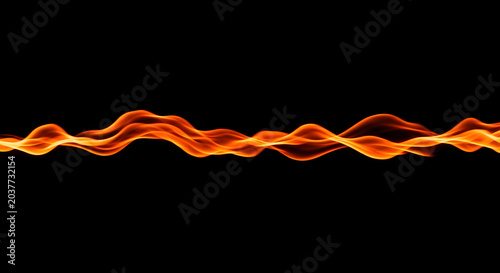 Fiery orange wave pattern on black background abstract flame shape for dramatic design