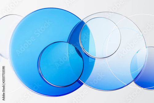 3D transparent circle overlay with blue glass gradient