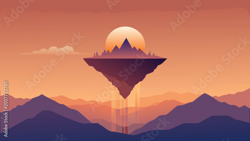 Canvastavla Floating Island Fantasy Landscape