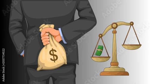 Photos illustration design about corruption and bribery