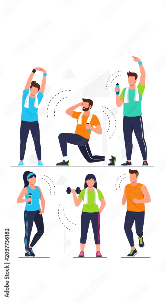 Obraz premium Diverse fitness group exercising. Active lifestyle concept.