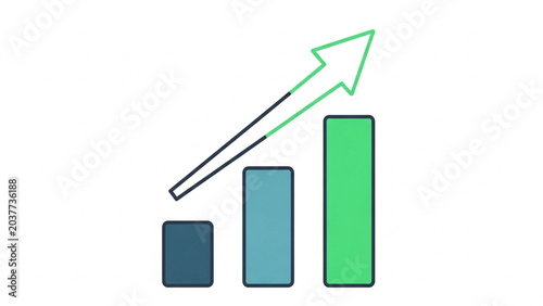 Business Growth Chart with Increasing Bars and Upward Arrow in Modern Style