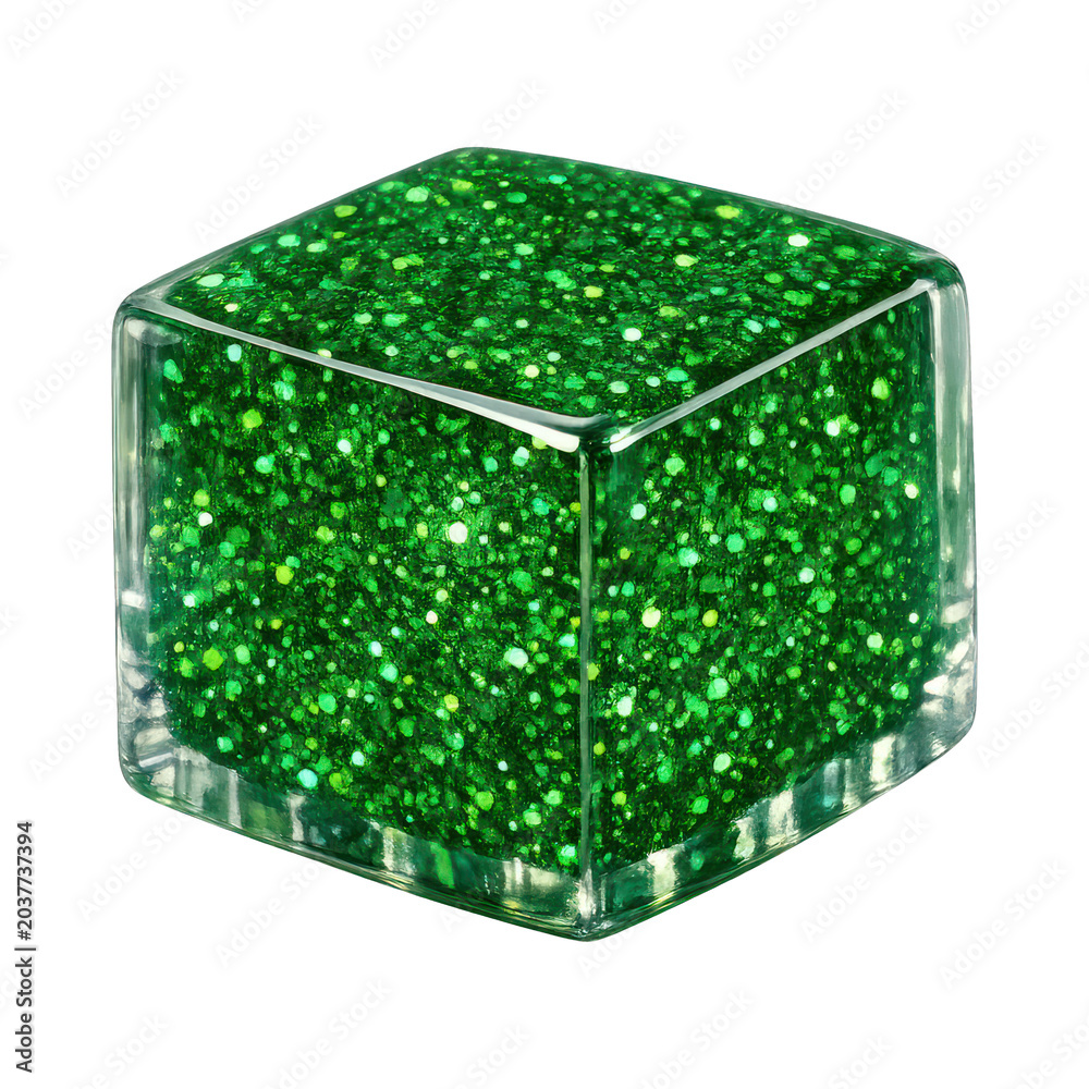 Obraz premium PNG Green glittery cube decoration