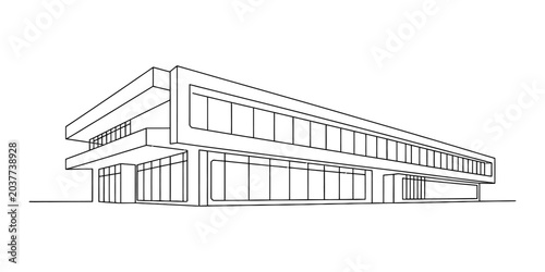 Quadro em tela Modern office building exterior sketch showing a clean architectural design with