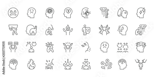 Bild auf Leinwand Anger icons in line design
