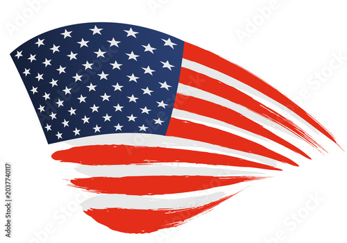 US Independence Day.Isolated curved texture image of the US flag.