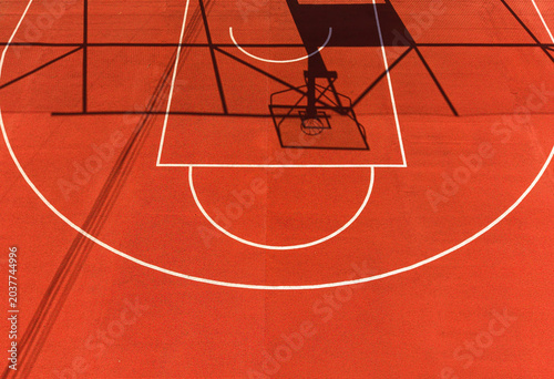 Basketball Court Floor with White Markings Sport Concept, Graphic Line Grid Blueprint Minimalist Playground Textured Surface Backdrop