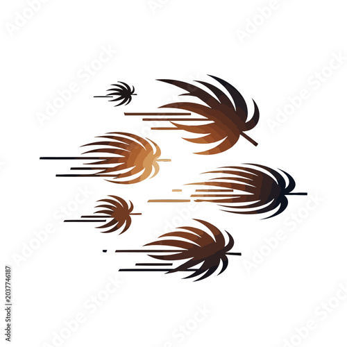 Slika na platnu Abstract illustration of several brown leaves moving quickly in the wind