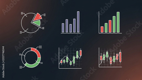 Digital Financial Charts and Graphs Displaying Data Analysis