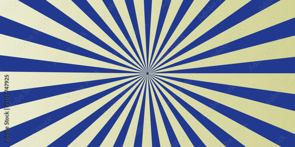 Obraz premium Radial burst of blue and cream stripes emanating from a central point, creating a hypnotic and dynamic visual effect.