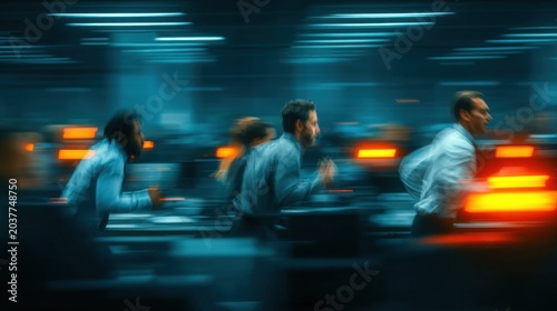 People walking in a open office blurred background