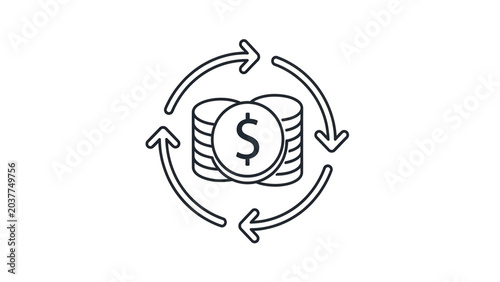 Financial Cycle Icon with Dollar Sign and Circular Arrows