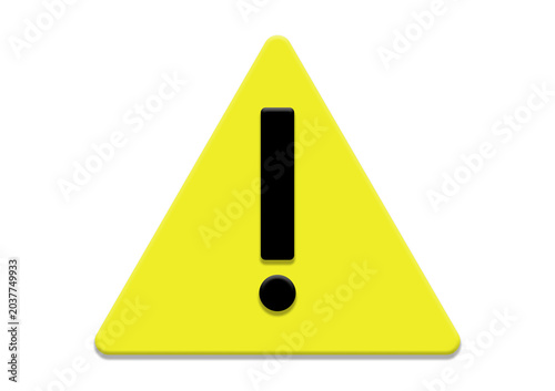 3D Yellow Warning Triangle Icon with Exclamation Mark Isolated PNG