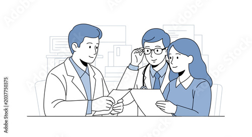 Doctors Discussing Medical Case Consultation Patient Diagnosis Healthcare Team Meeting