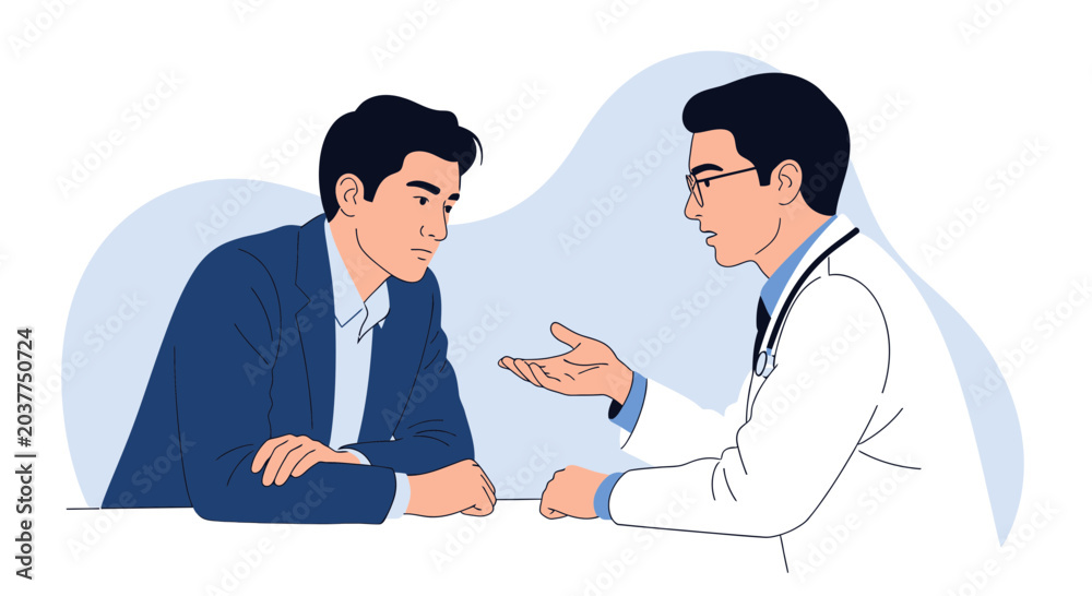 Fototapeta premium Doctor talking to patient consultation, medical healthcare discussion, doctor consultation
