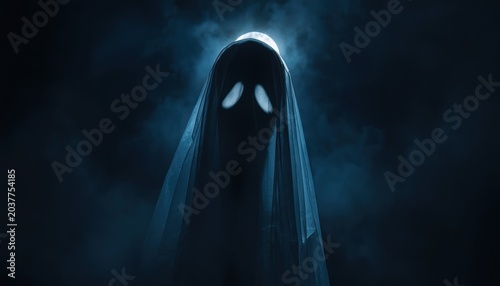illustration of a ghost in white cloth