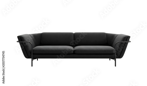 black leather armchair isolated on white