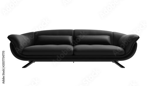 black leather armchair isolated on white