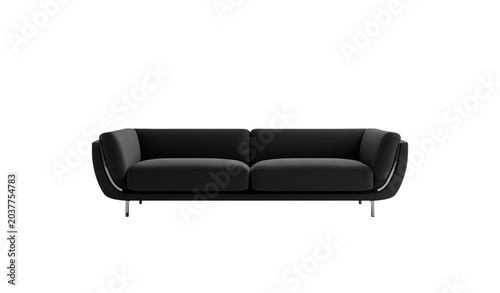 black leather armchair isolated on white