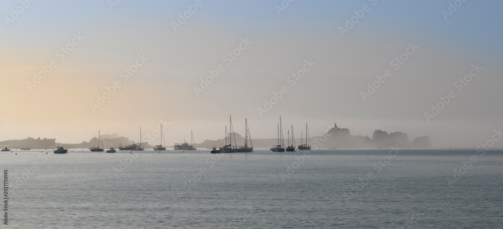 Obraz premium Brume de mer à Port-Blanc Penvénan en Bretagne