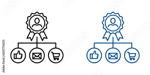Photos Black and blue of a ribbon with a frowning face and thumbs up shopping cart emai