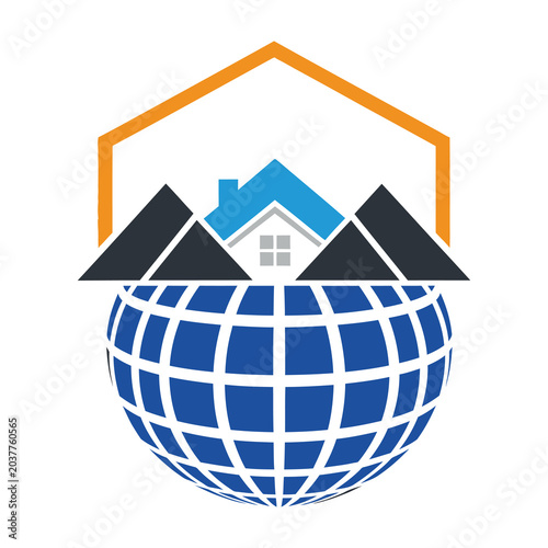 Global Home Mountain Logo Design Concept