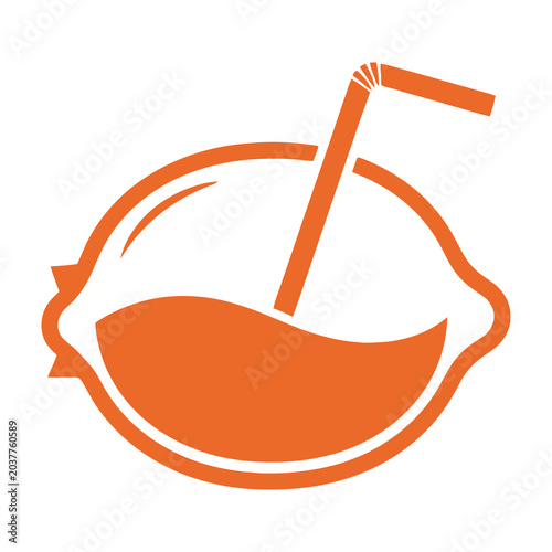 orange juice in a glass with straw