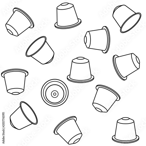minimalist aluminum coffee capsules and pods line art seamless pattern background