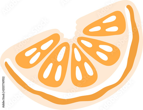 cute piece of orange juice fruit vector cartoon illustration 
