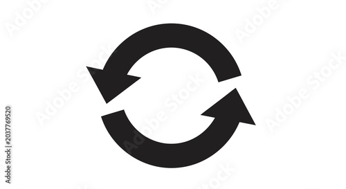 Tableau sur toile Circular arrow icon with counterclockwise and clockwise direction flat style