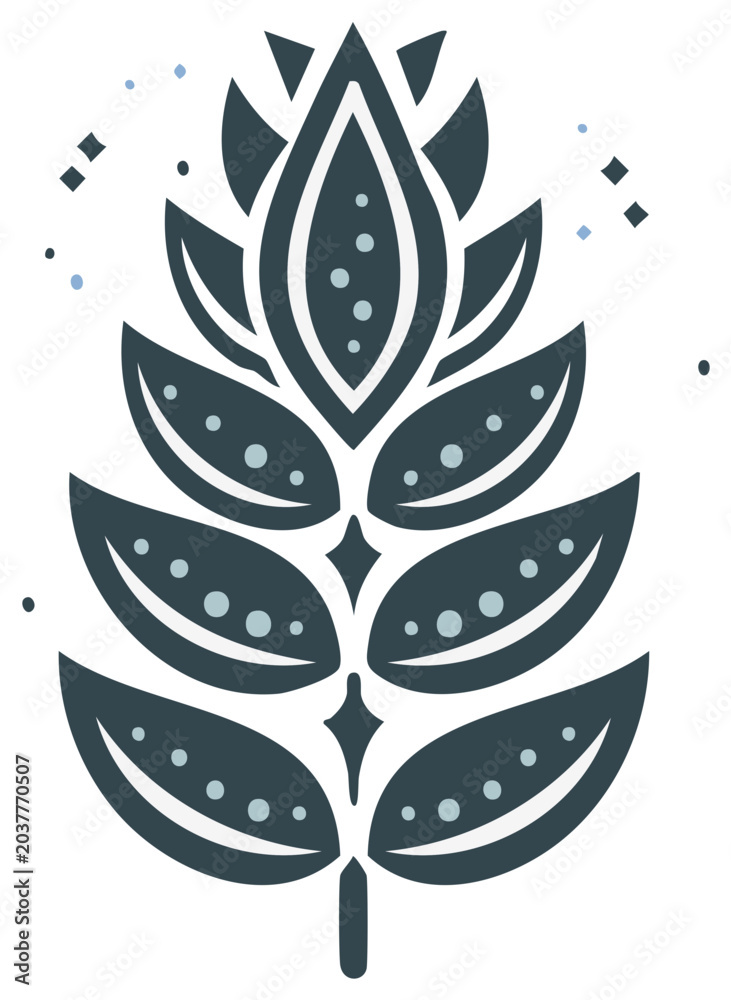 Obraz premium Abstract Leaf Vector Illustration with Geometric Details and Decorative Design
