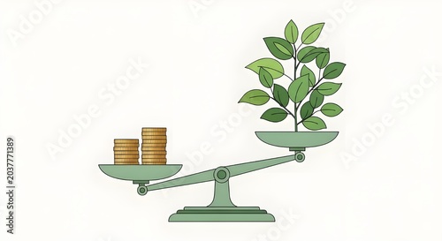 Risk vs Growth Balance Scale Investment Flat Vector Illustration
