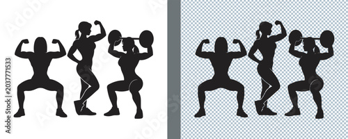 Fotografía Weightlifting Athlete Silhouette Vector Illustration Set