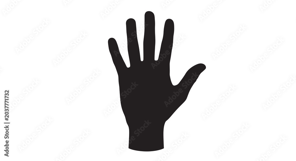 Obraz premium Black Hand Silhouette On White Background Isolated Graphic Element