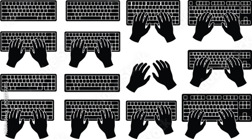 Photos Hands typing on mechanical keyboard collection