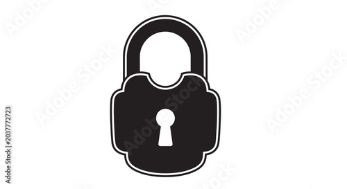 Tableau sur toile Padlock Silhouette On White Background Security Symbol