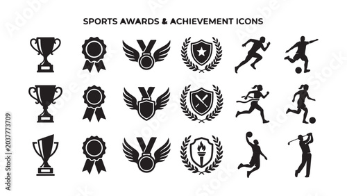 Sports Awards and Achievement Icons Set