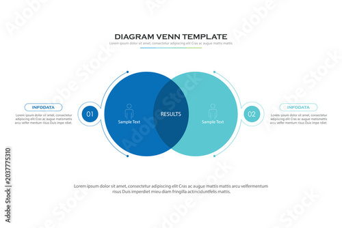 Venn diagram business infographic circle chart template 4 options, presentation with venn diagram elements vector illustration.