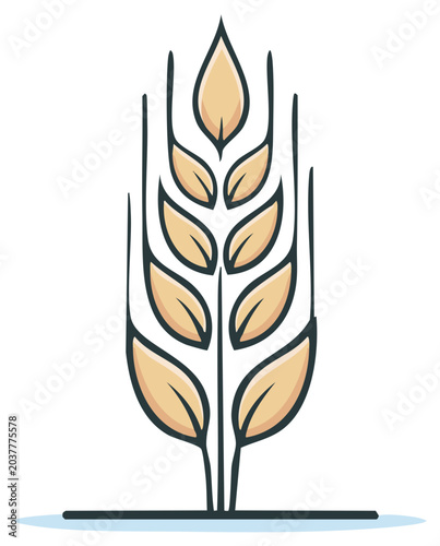 Simple wheat stalk illustration for agriculture harvest and bakery logo