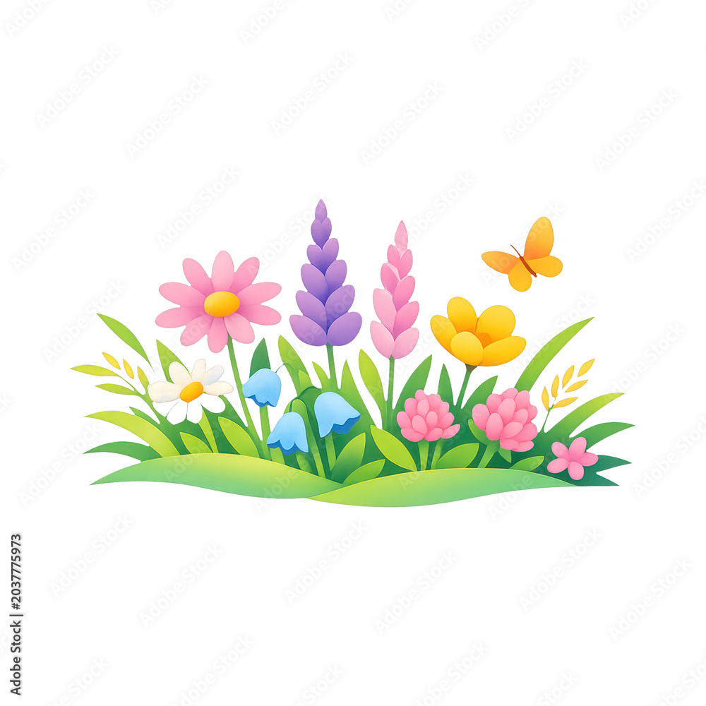 Obraz premium PNG Colorful floral garden illustration