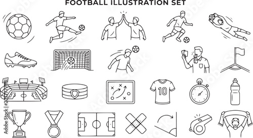Vector football illustration set