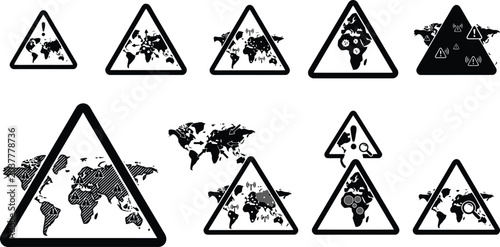 Konstfotografi Industrial Dust Suppression System and Water Spray Nozzle Vector Icon Set for Mi