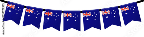 Photos Seven triangular australia flag pennants used as festive party decoration