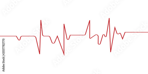 Cuadro en lienzo Continuous one line drawing of heartbeat line icon vector