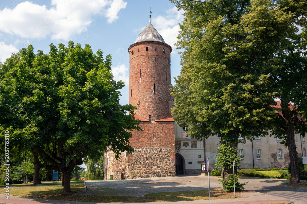 Fototapeta premium Tower of medieval castle. Świdwin, Poland.