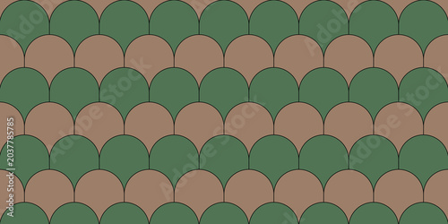 Tableau sur toile Interlocking semicircle pattern in alternating green and brown colors