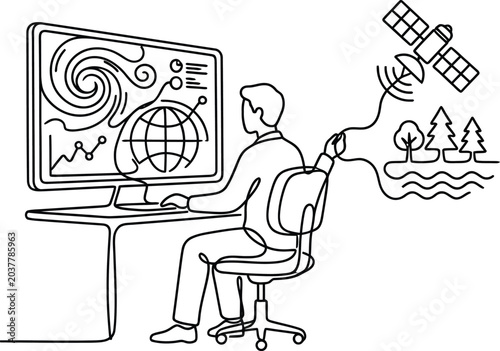 Data Analyst Monitoring Global Weather Patterns via Satellite Technology