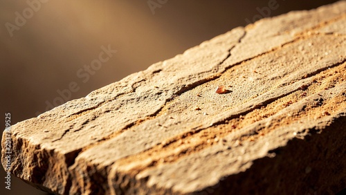 Ancient earth texture layered surface illuminated by warm golden sunlight