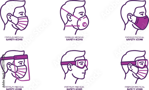 Photos Premium medical safety icons set personal protective equipment for health protec